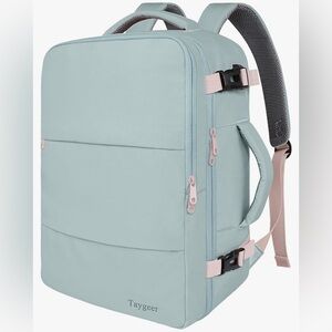 Backpack, gray/blue with pink accents, brand new